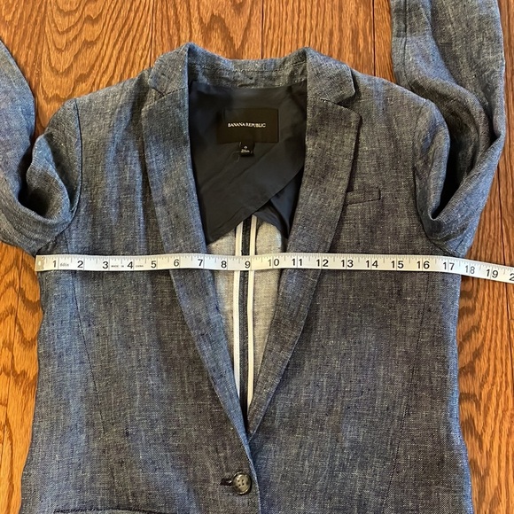 Banana Republic prima cotton women’s Heather navy blue 1 button closure blazer 0 - Picture 11 of 14
